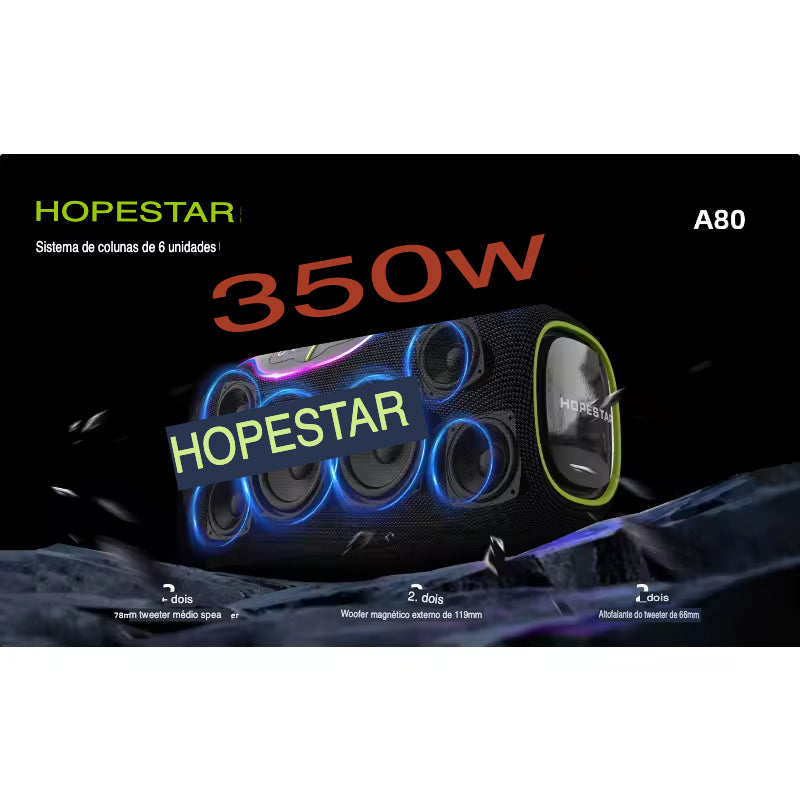 Hopestar A80 350W Com Led PX6 À Prova D 'Água+microfone Bateria 24 horas( Bivolt)